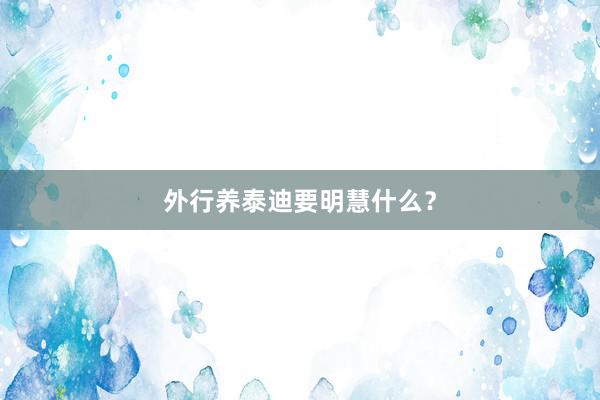 外行养泰迪要明慧什么？